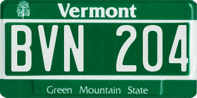 VT license plate BVN204