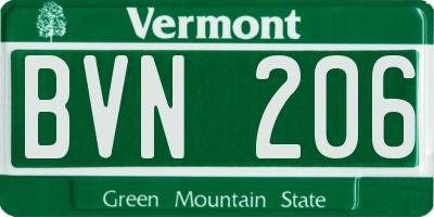 VT license plate BVN206