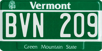 VT license plate BVN209