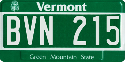 VT license plate BVN215