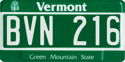 VT license plate BVN216