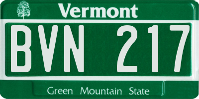 VT license plate BVN217