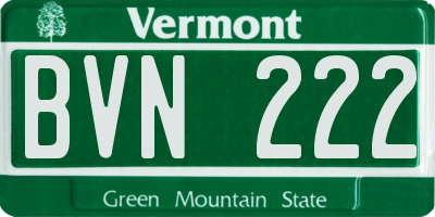 VT license plate BVN222