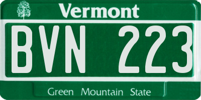 VT license plate BVN223