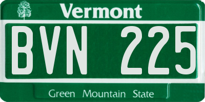 VT license plate BVN225