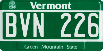 VT license plate BVN226