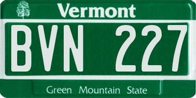 VT license plate BVN227
