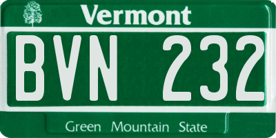 VT license plate BVN232