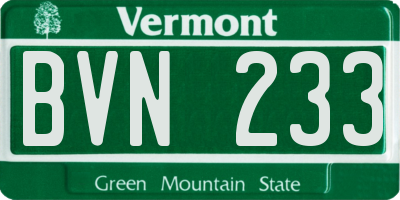 VT license plate BVN233