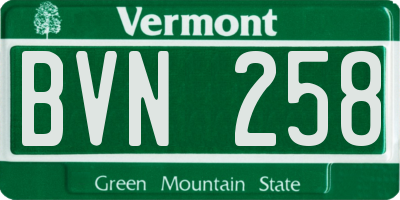 VT license plate BVN258