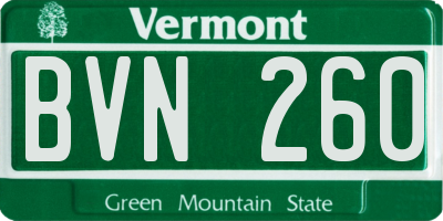 VT license plate BVN260