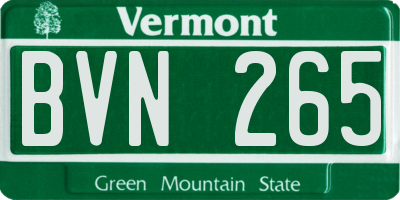VT license plate BVN265