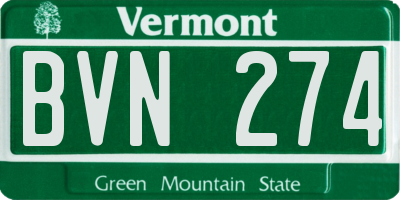 VT license plate BVN274