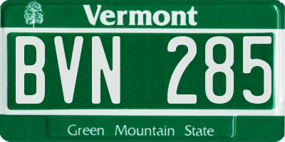 VT license plate BVN285