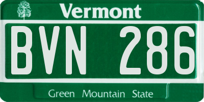 VT license plate BVN286
