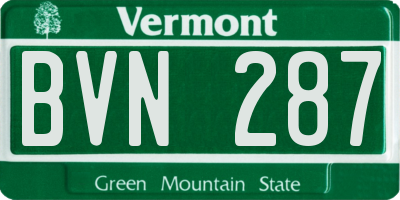 VT license plate BVN287