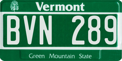 VT license plate BVN289
