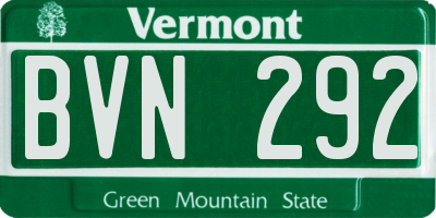 VT license plate BVN292