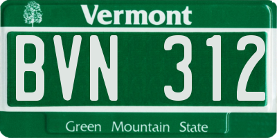 VT license plate BVN312