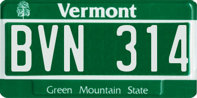VT license plate BVN314