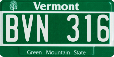 VT license plate BVN316