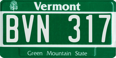 VT license plate BVN317