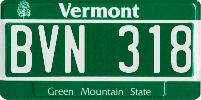 VT license plate BVN318