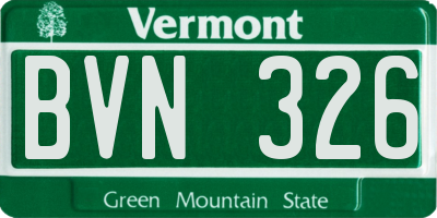 VT license plate BVN326