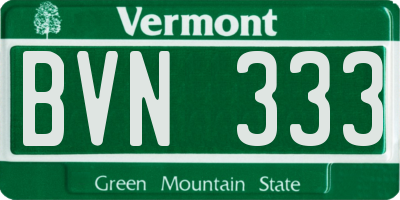 VT license plate BVN333