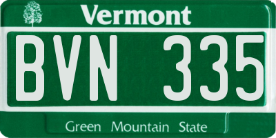 VT license plate BVN335