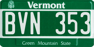 VT license plate BVN353