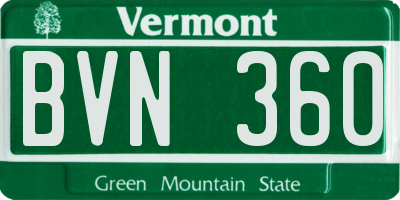 VT license plate BVN360