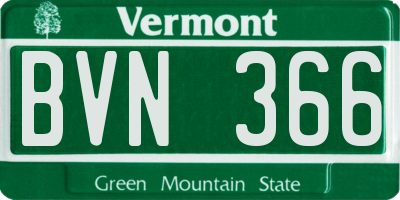 VT license plate BVN366