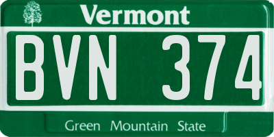VT license plate BVN374