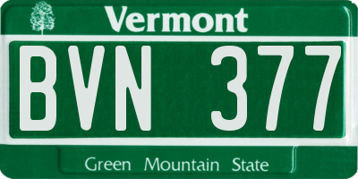 VT license plate BVN377