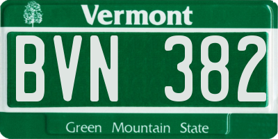 VT license plate BVN382