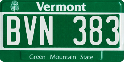 VT license plate BVN383