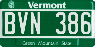 VT license plate BVN386