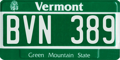 VT license plate BVN389