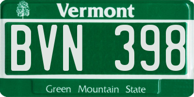 VT license plate BVN398