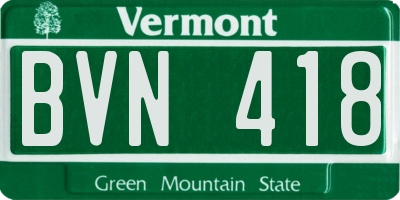 VT license plate BVN418