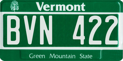 VT license plate BVN422