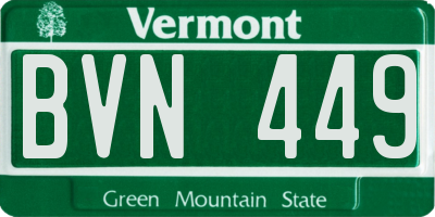 VT license plate BVN449