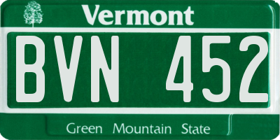 VT license plate BVN452