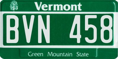 VT license plate BVN458
