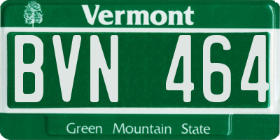 VT license plate BVN464