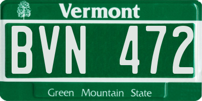 VT license plate BVN472