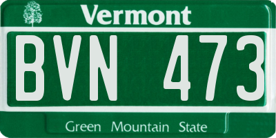 VT license plate BVN473