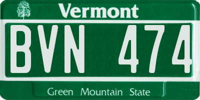 VT license plate BVN474