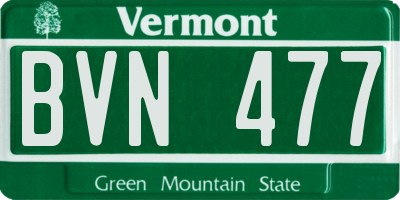 VT license plate BVN477